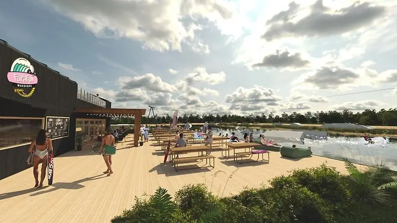 Skissbild av Wakeboard parken Flip n Fun som planers att byggas i Skummeslövsstrand